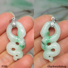 Natural color jade snake pendant