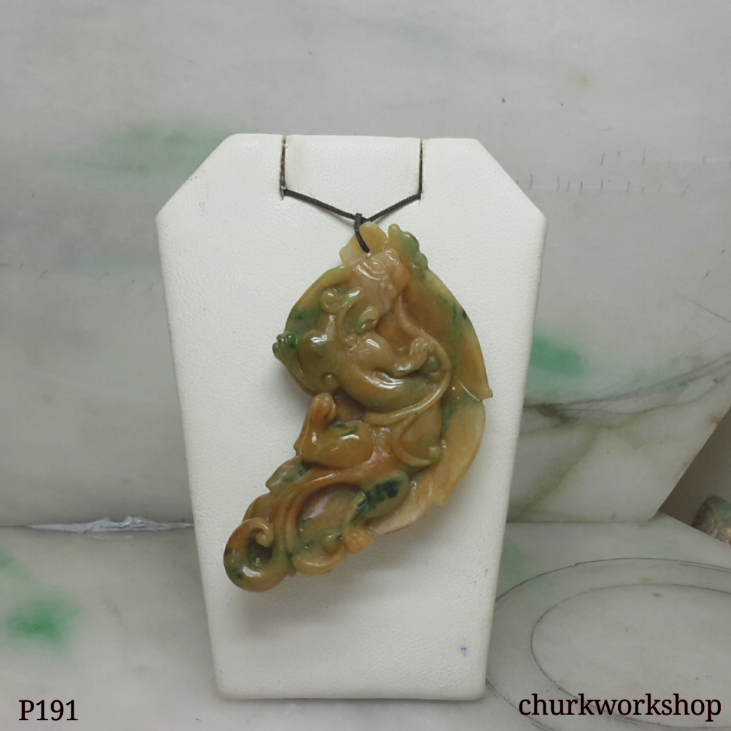 Multicolor jade dragon pendant
