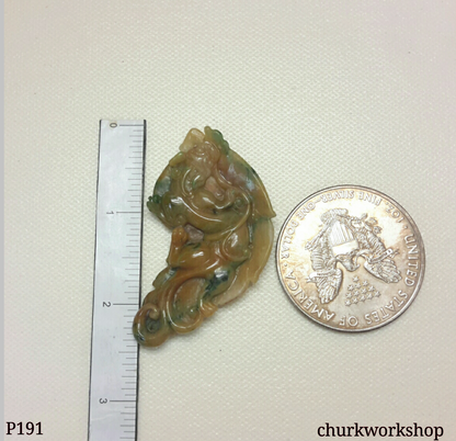 Multicolor jade dragon pendant