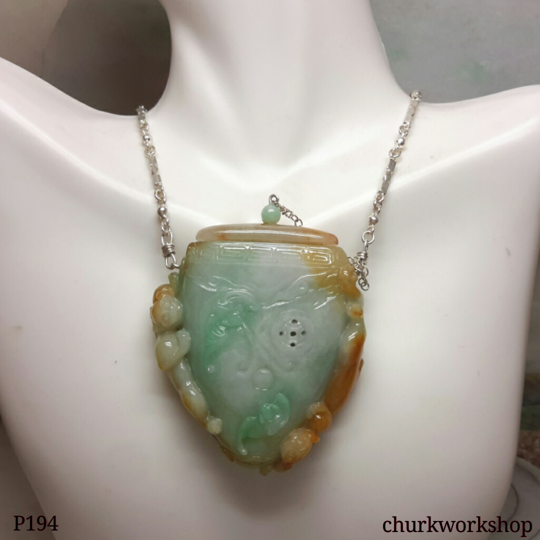 Large essential oil diffuser jade necklace
