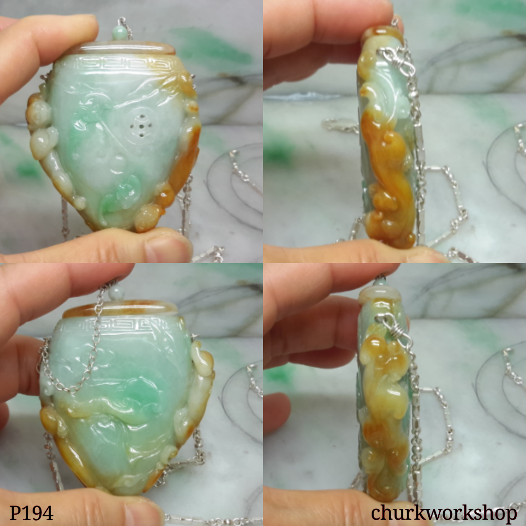 Large essential oil diffuser jade necklace