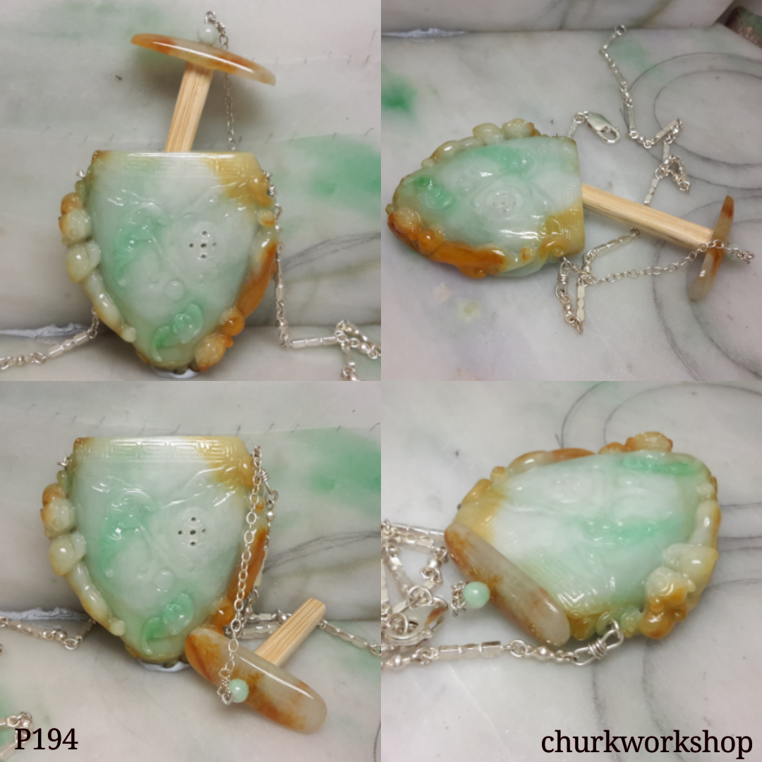 Large essential oil diffuser jade necklace