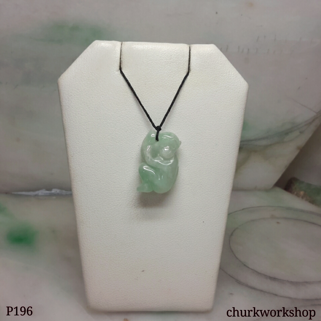 Light green jade monkey pendant