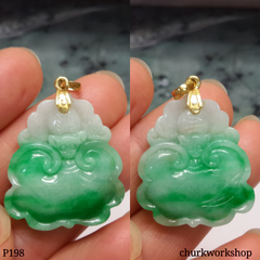 Green jade Bat & Ruyi pendant