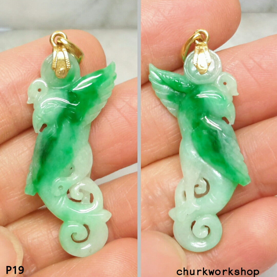 Reserved for someone special Green jade bird pendant