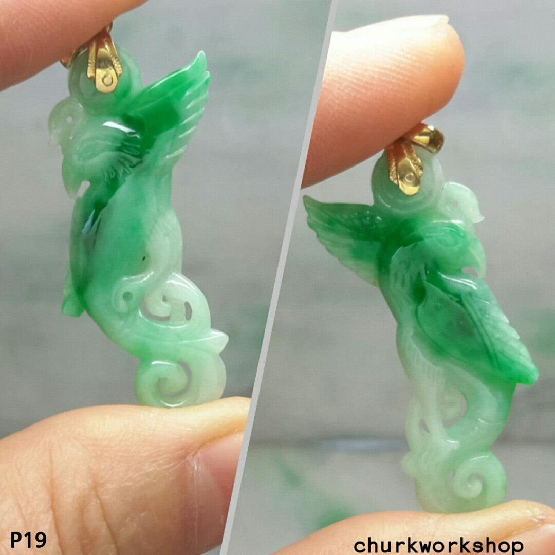 Reserved for someone special Green jade bird pendant