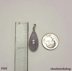 18K white gold lavender jade pendant, rain drop pendant
