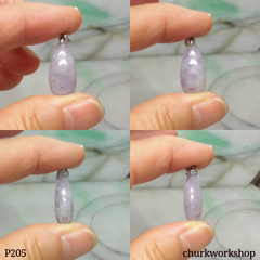 18K white gold lavender jade pendant, rain drop pendant