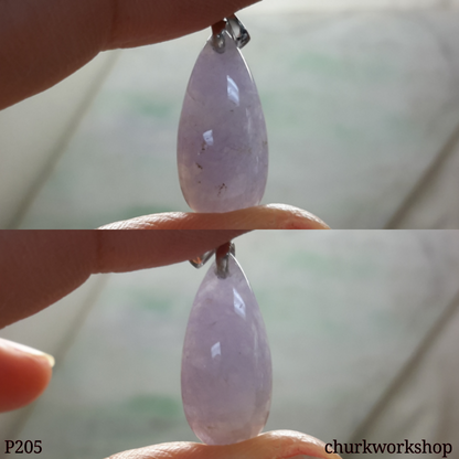 18K white gold lavender jade pendant, rain drop pendant