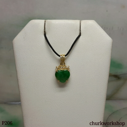 14K yellow gold jade heart pendant, jade heart pendants