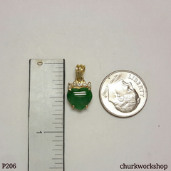 14K yellow gold jade heart pendant, jade heart pendants