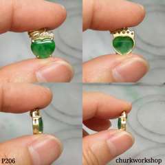 14K yellow gold jade heart pendant, jade heart pendants