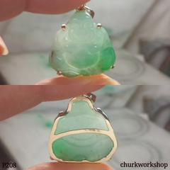 Green jade happy Buddha pendant