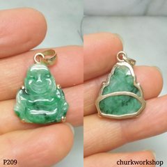 Green jade small happy Buddha pendant
