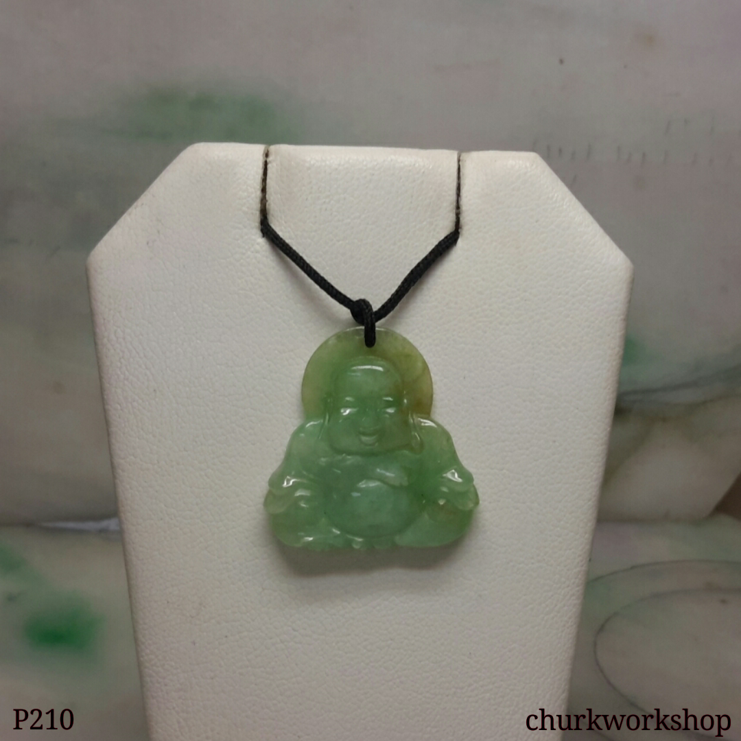 Light green jade happy Buddha pendant
