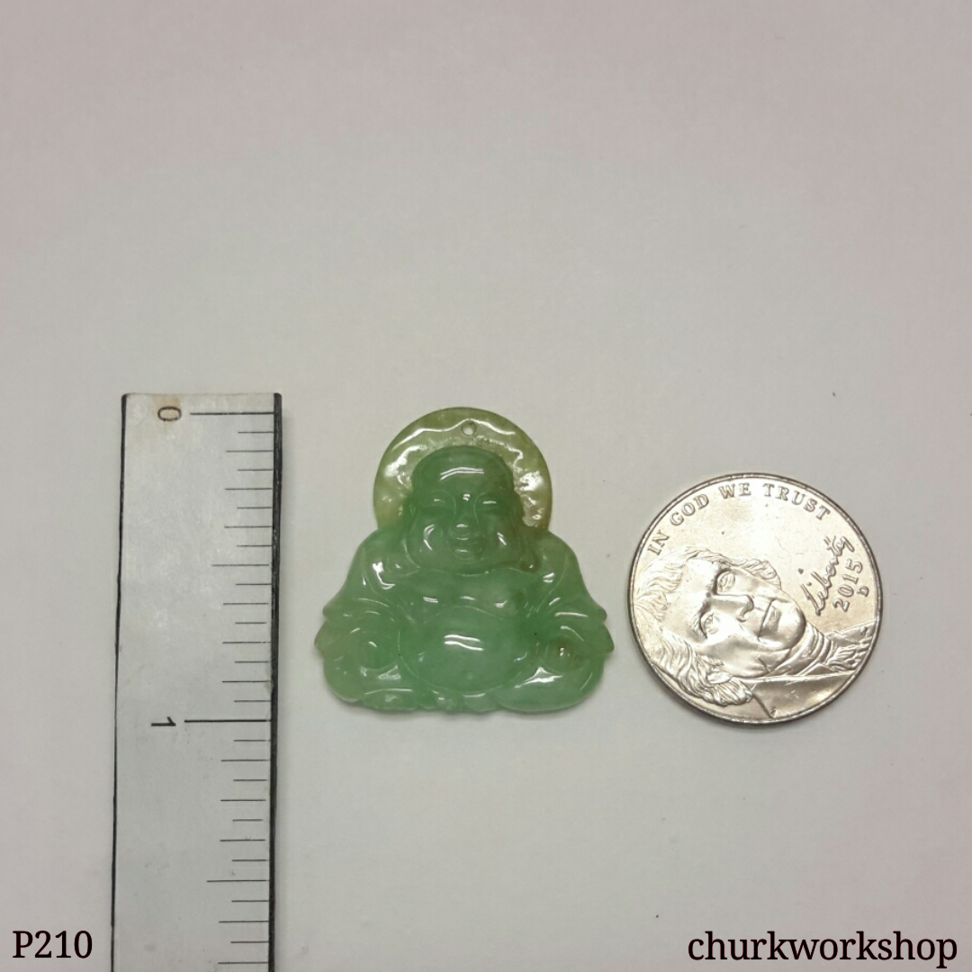 Light green jade happy Buddha pendant