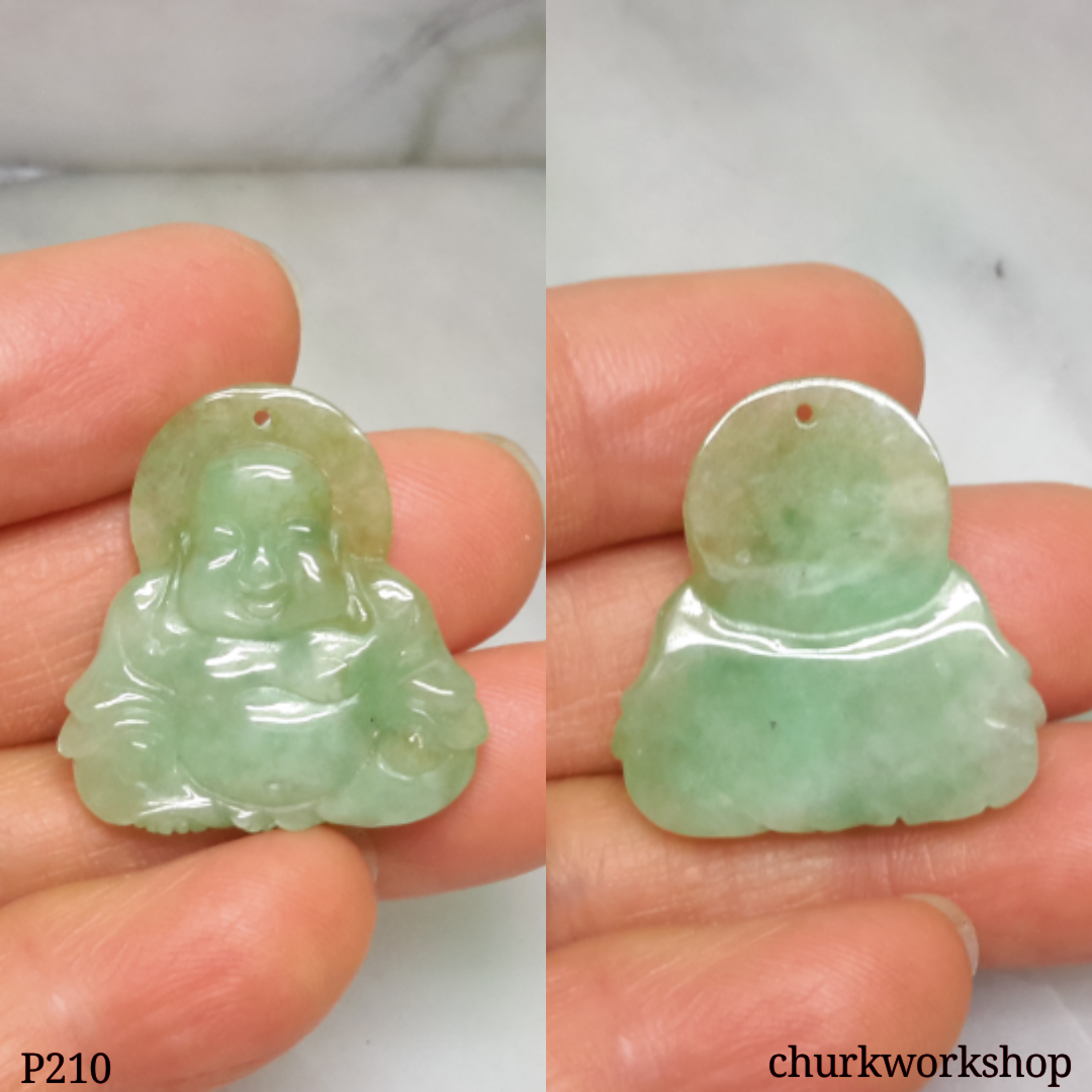 Light green jade happy Buddha pendant
