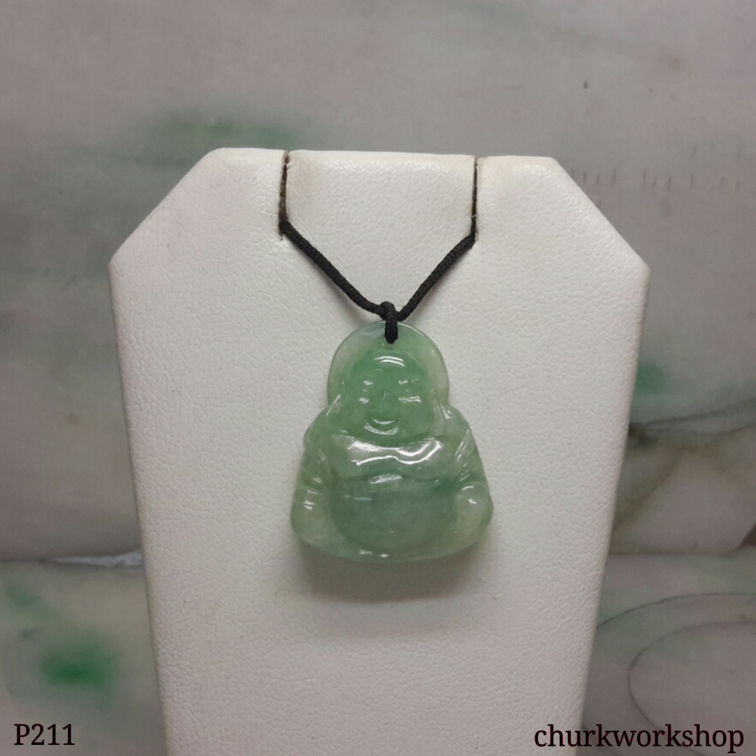 Light green jade happy Buddha pendant