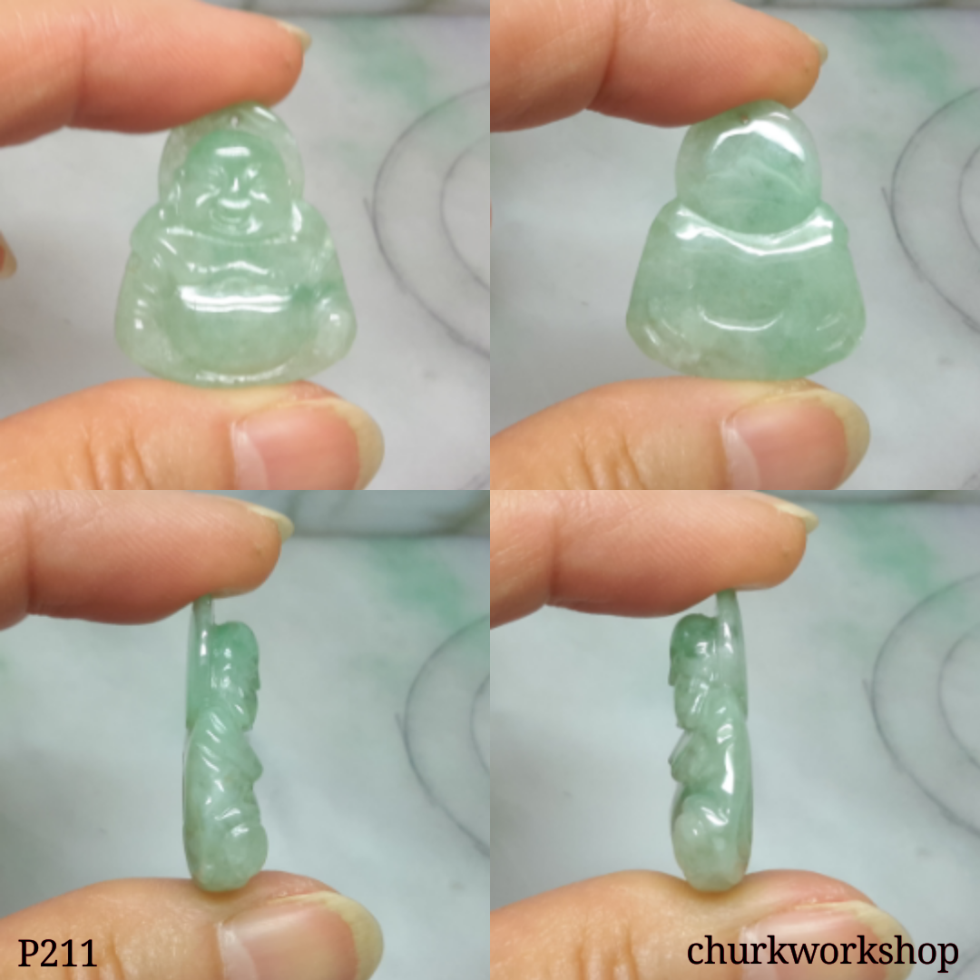Light green jade happy Buddha pendant