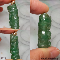 Jade dragon 14K gold pendant