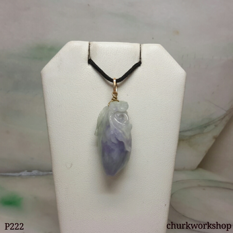 14K yellow gold lavender jade pendant