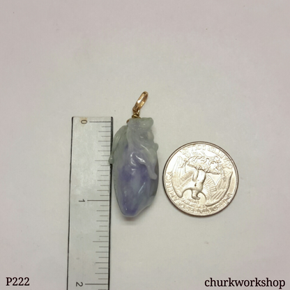 14K yellow gold lavender jade pendant