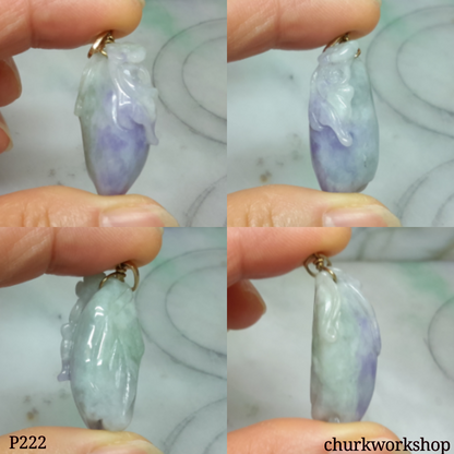 14K yellow gold lavender jade pendant