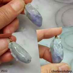 14K yellow gold lavender jade pendant