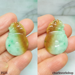 Multi color jade dragon and coin pendant