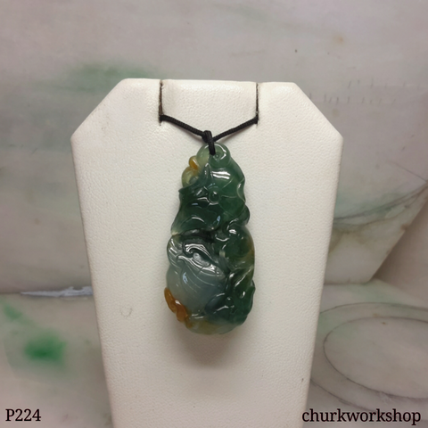 Bluish green jade duck pendant