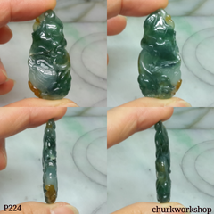 Bluish green jade duck pendant