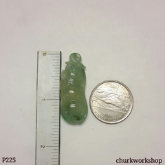 Icy light green jade bean pendant