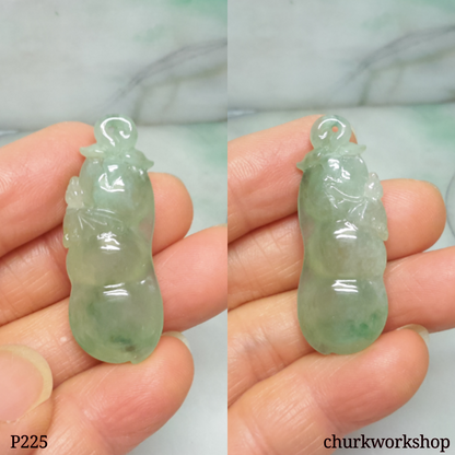 Icy light green jade bean pendant
