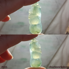 Icy light green jade bean pendant