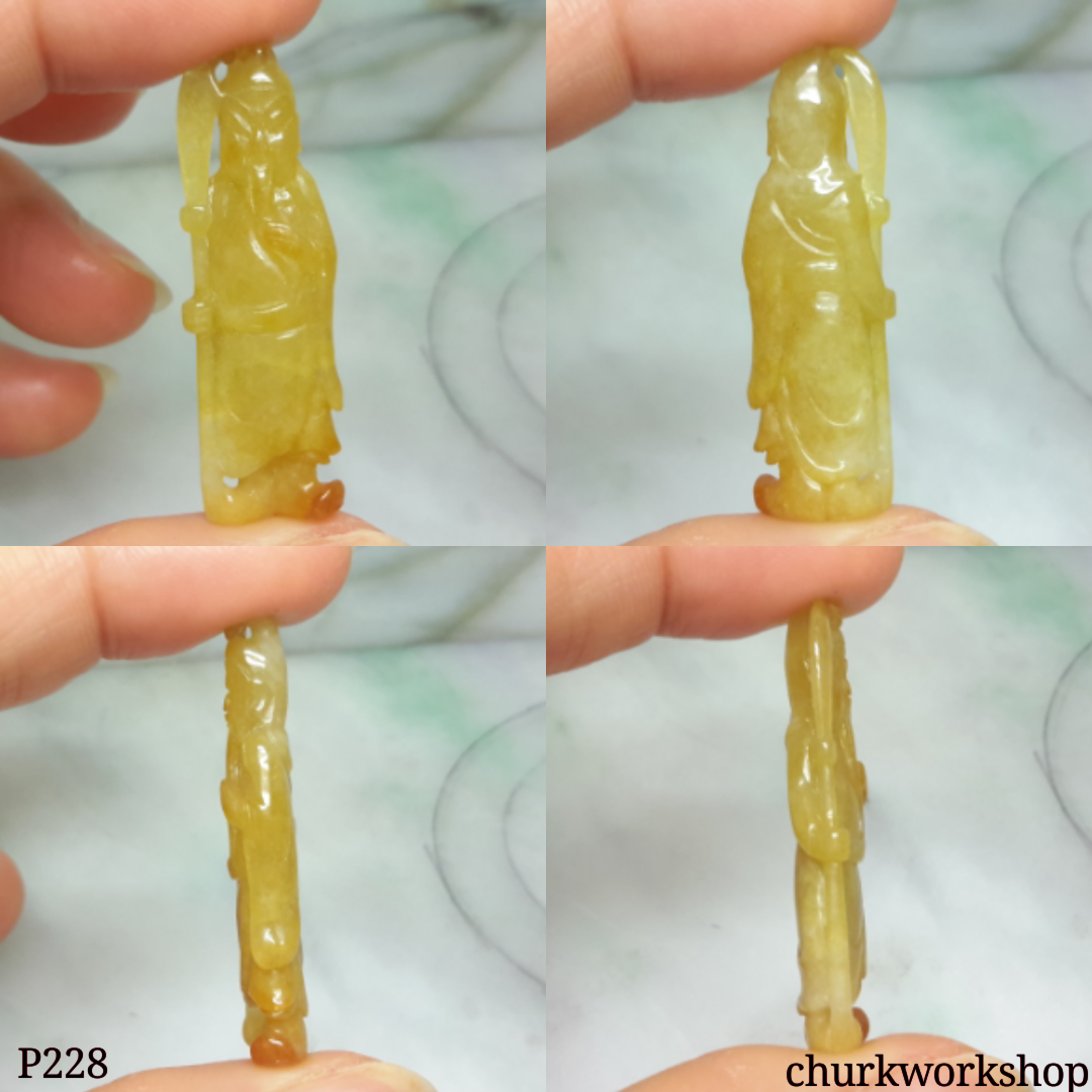 Red jade Guan Gong pendant (關公)