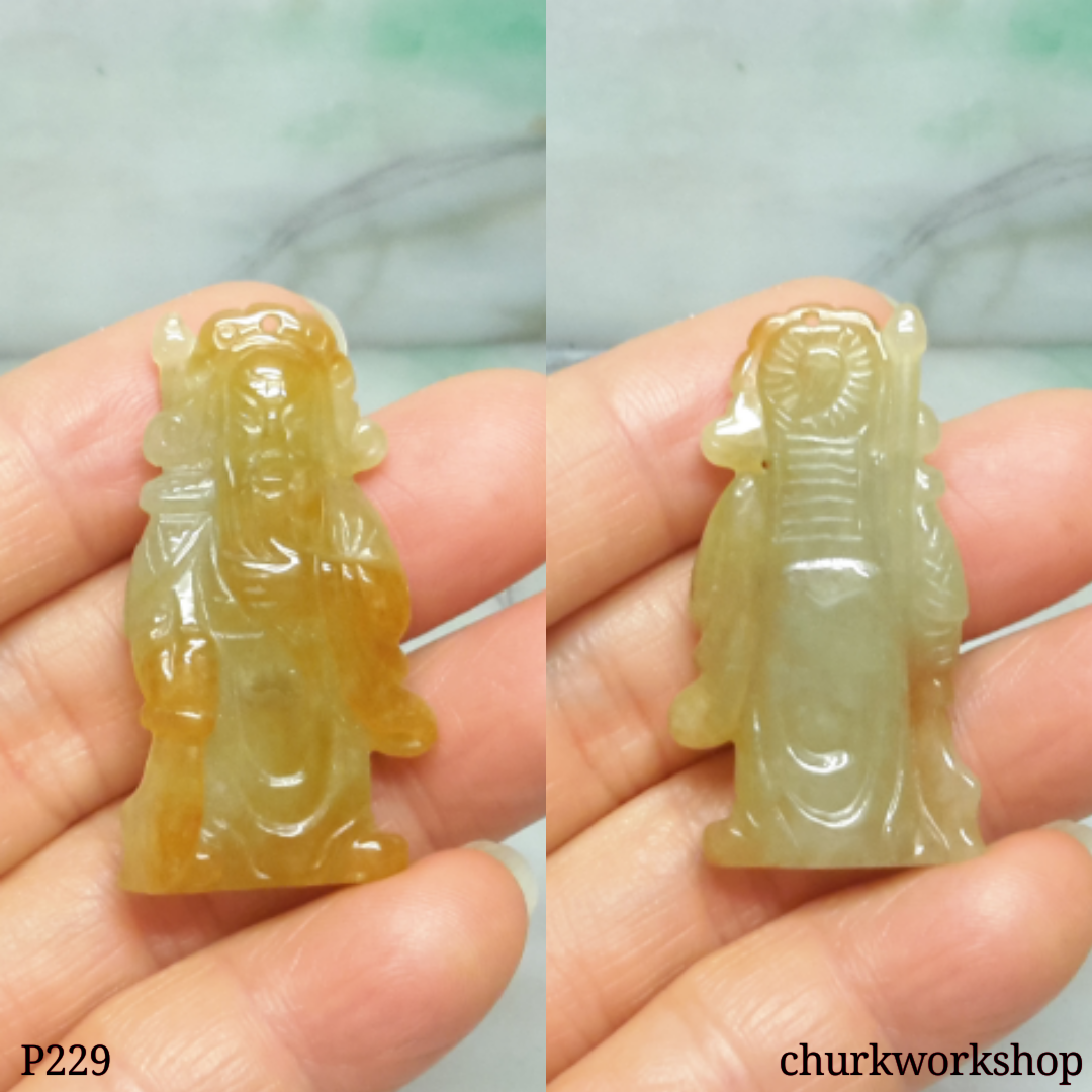 Guan Gong red jade pendant (關公)