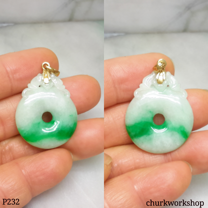 18K  jade coin pendant