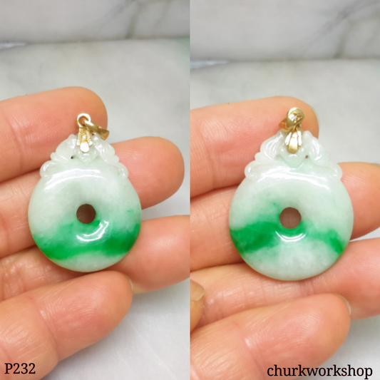18K  jade coin pendant