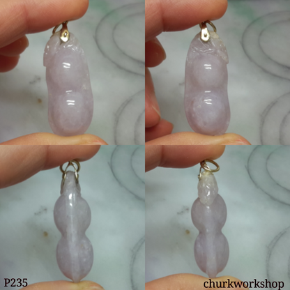 14K lavender jade bean pendant