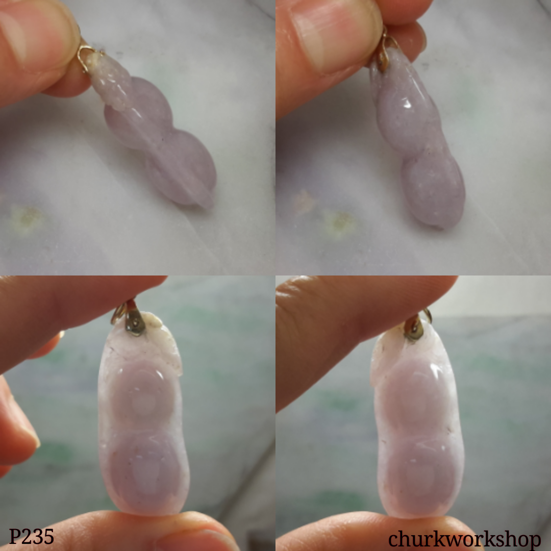 14K lavender jade bean pendant