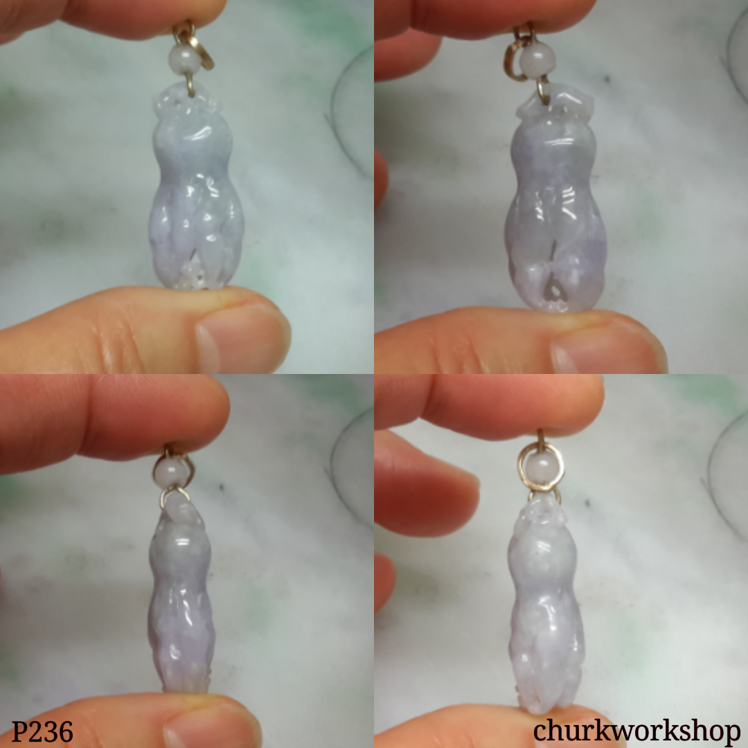 Lavender carved fingered citron jade pendant (佛手)