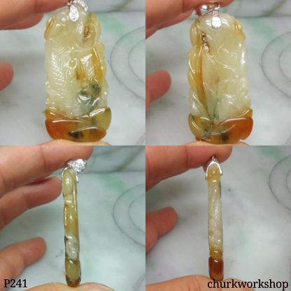 Multi-color jade carved pendant