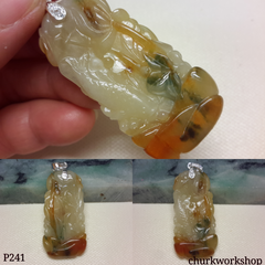 Multi-color jade carved pendant