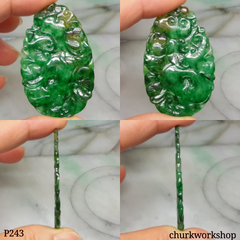 Reserved   Deep green jade pendant