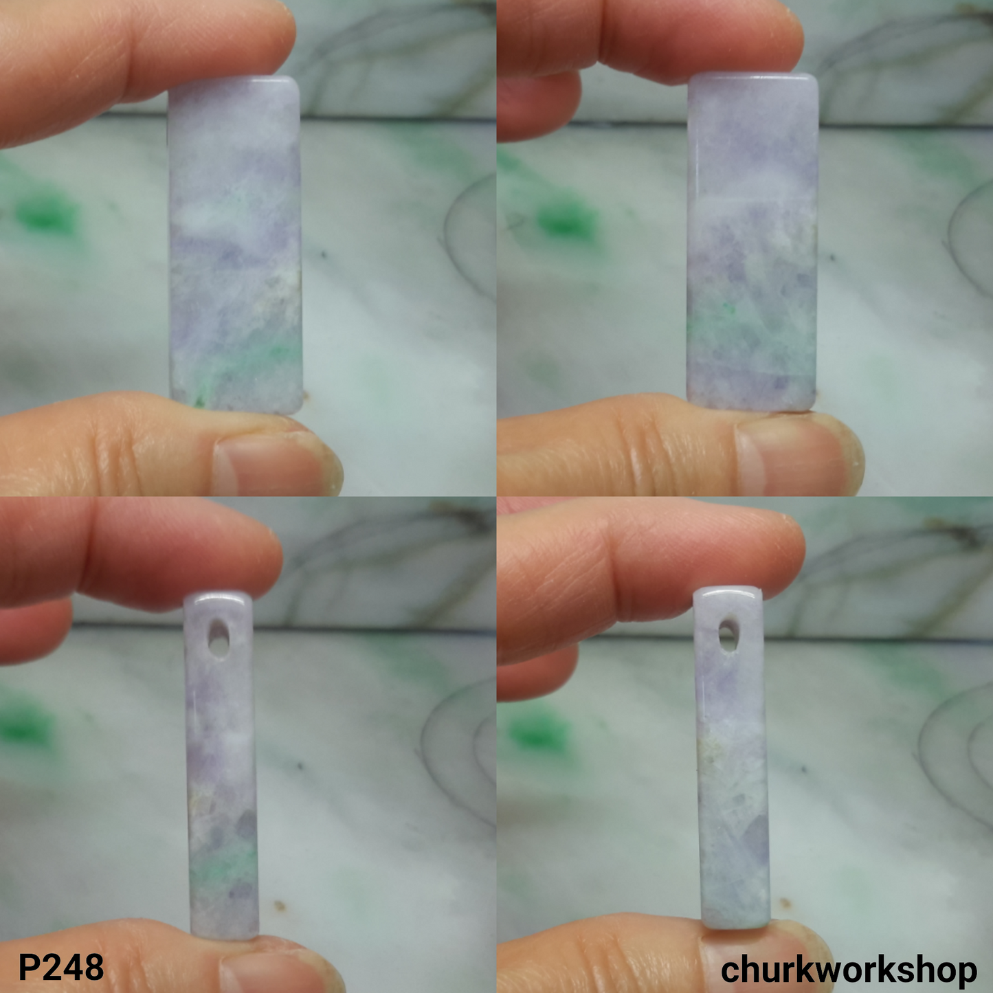 Lavender jade rectangular pendant