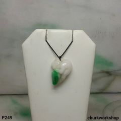 White with apple green jade monkey pendant