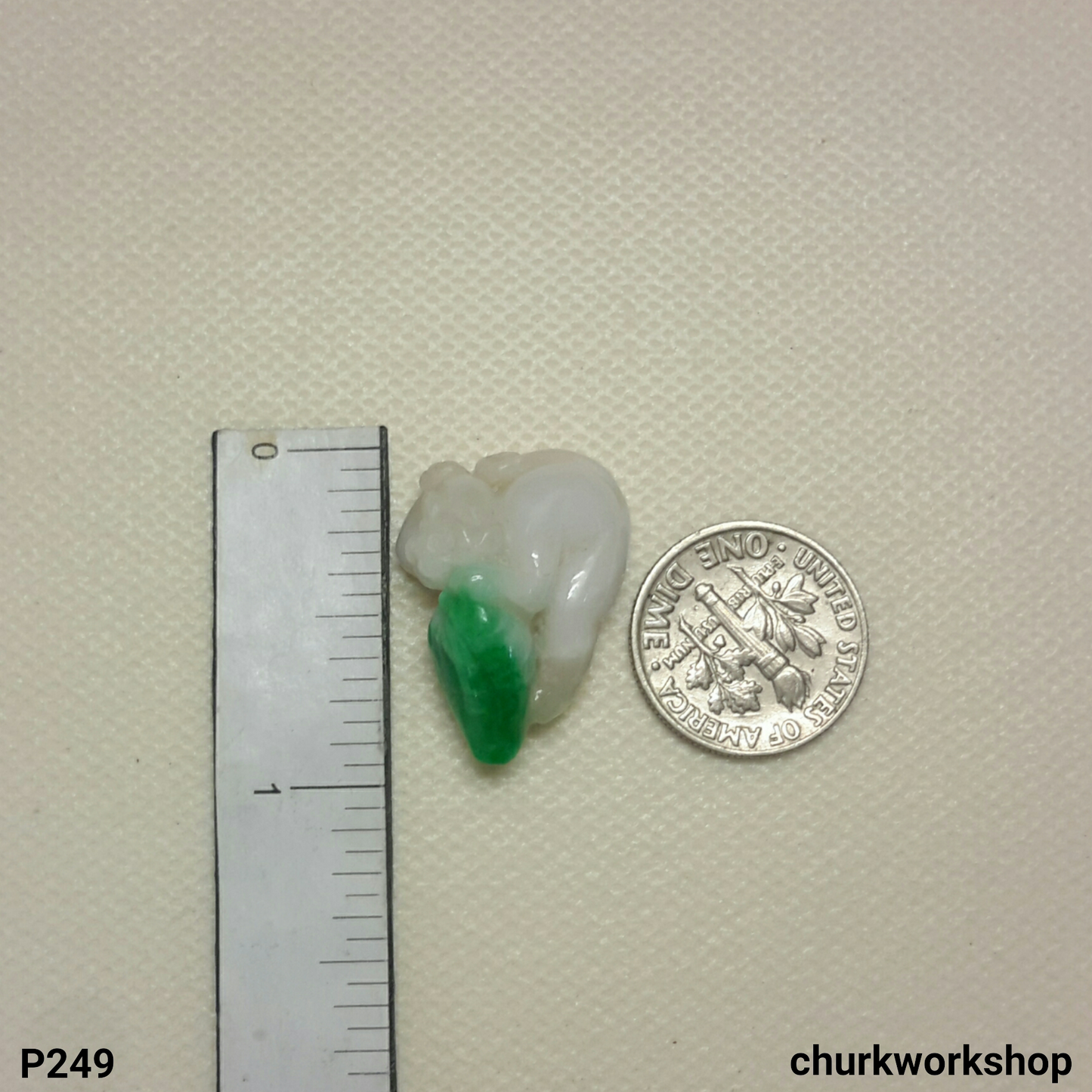 White with apple green jade monkey pendant