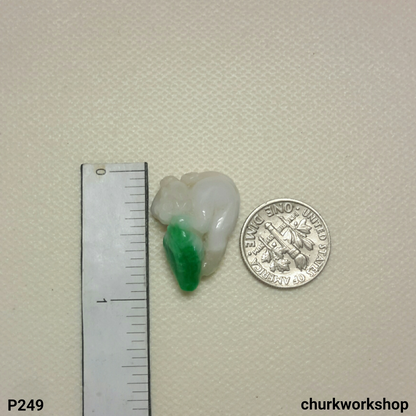 White with apple green jade monkey pendant