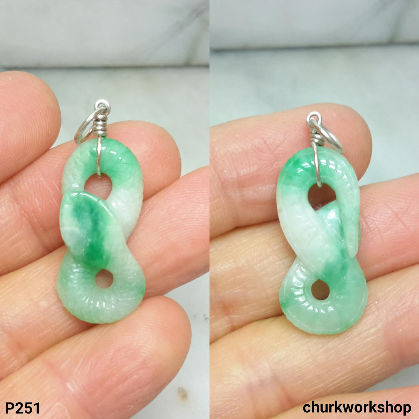 Natural color jade snake pendant.