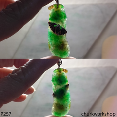 Multiple color bean  jade pendant